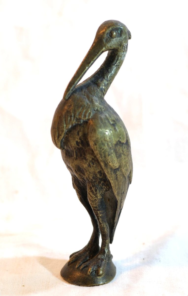 Automotive Radiator Mascot Heron Bronze Statuette Signed Below Sge24her001-photo-2