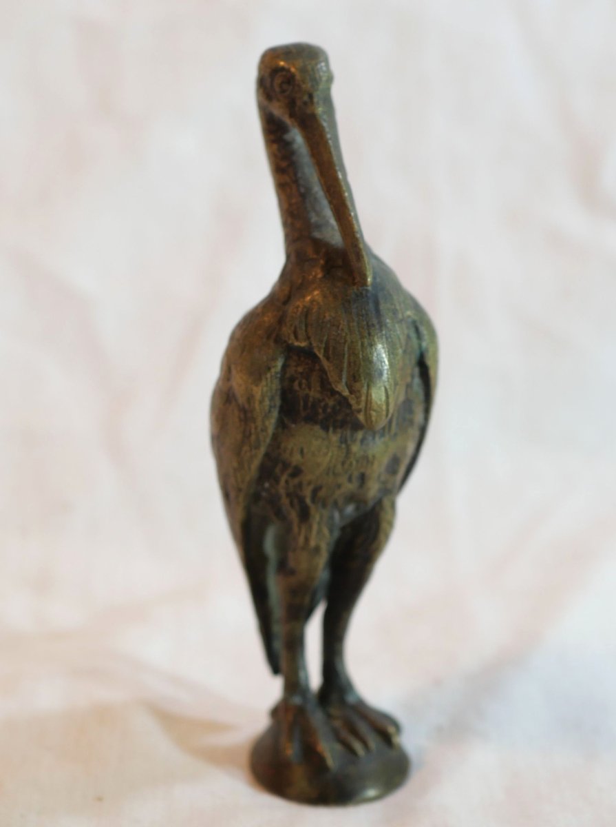 Automotive Radiator Mascot Heron Bronze Statuette Signed Below Sge24her001-photo-3