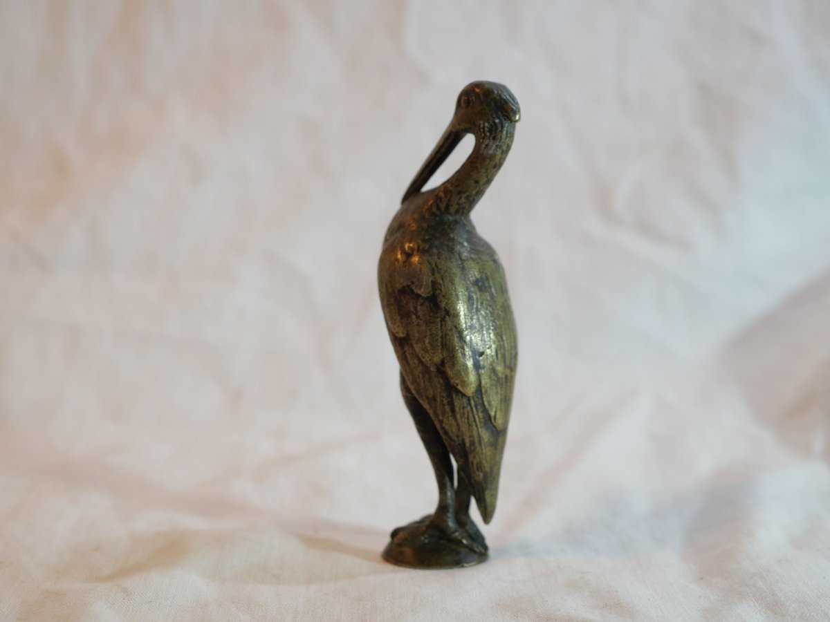 Automotive Radiator Mascot Heron Bronze Statuette Signed Below Sge24her001-photo-5