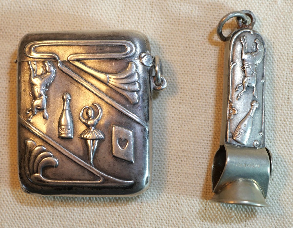 Solid Silver Pyrogen Decorated With The Attributes Of A Flambéer, Cards, Dancer ... Sch24jou001-photo-6