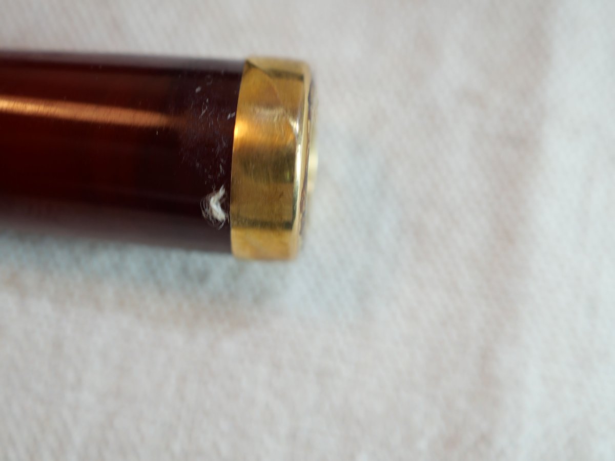 Cigarette Lighter, Amber, 750 Thousandths Gold Tip + 19th Century Case Ssl24fum002-photo-3