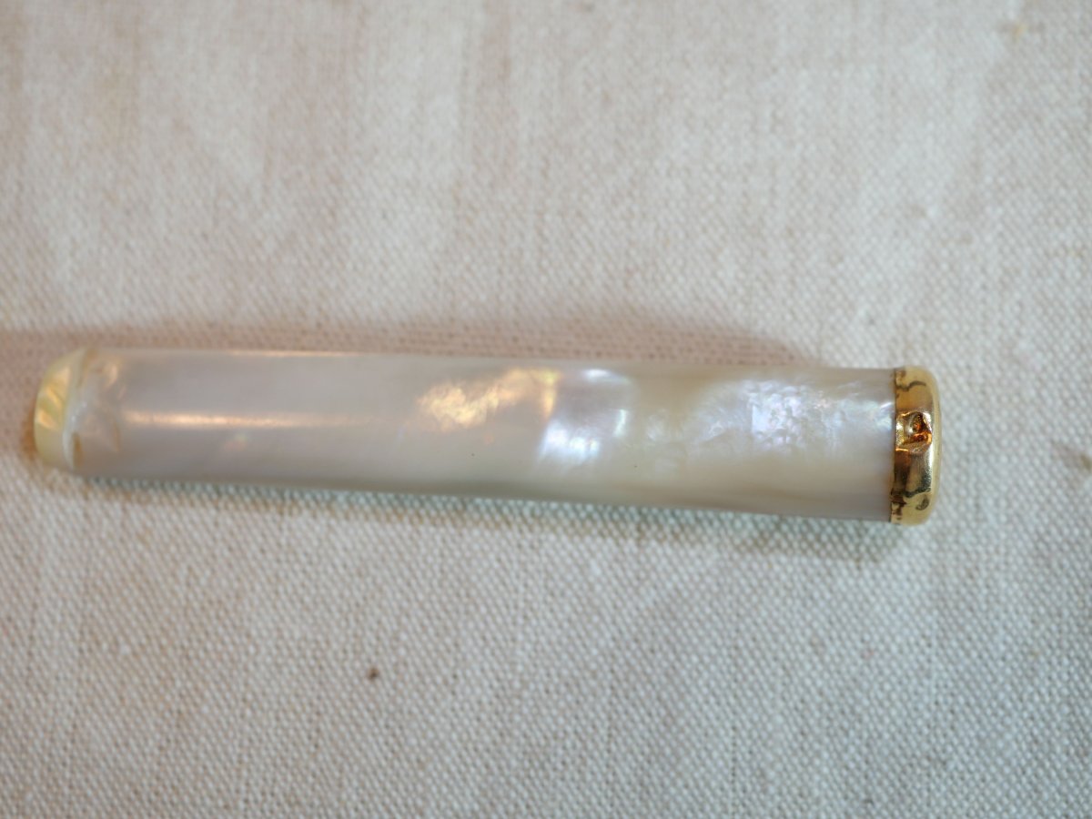 Cigarette Lighter Nacre 750 Thousandths Gold Tip + 19th Century Case Ssl24fum001-photo-4