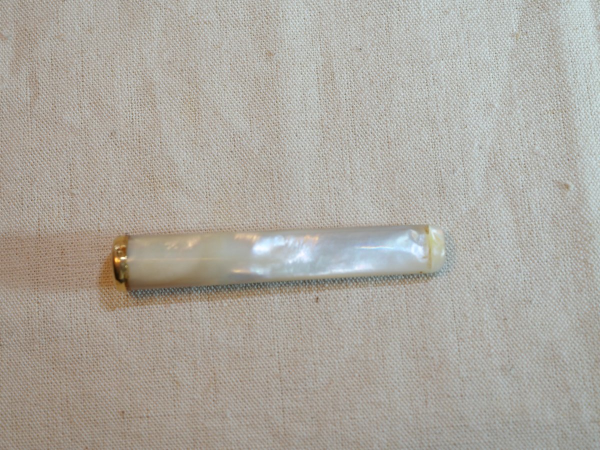 Cigarette Lighter Nacre 750 Thousandths Gold Tip + 19th Century Case Ssl24fum001-photo-6