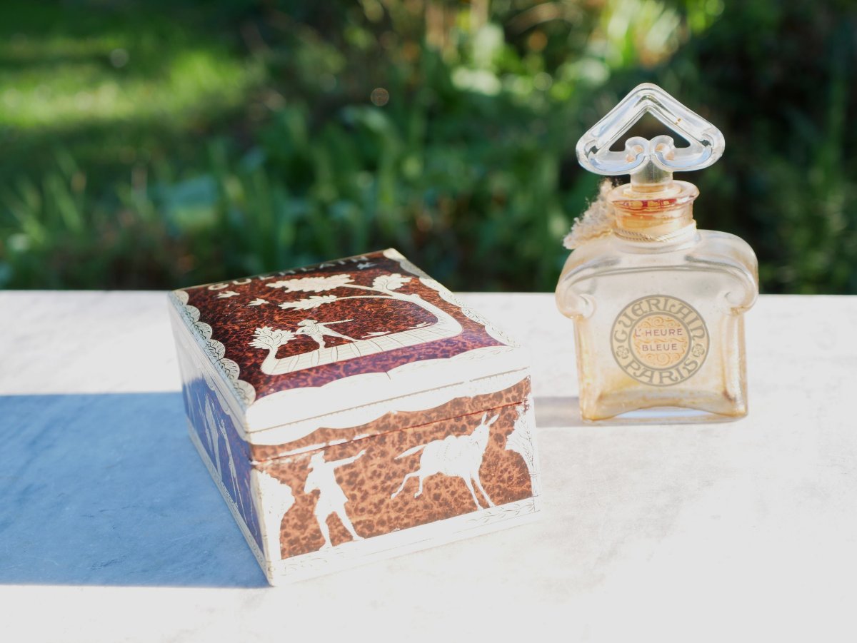 Guerlain l'Heure Bleue Perfume Bottle In Box, Cap Blocked, Leak In Box Lis26gue001-photo-3