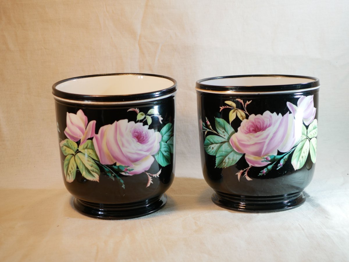 Pair Of Napoleon III Planters, Paris Porcelain, 19th Century, Interchangeable Designs Hay26par001-photo-3