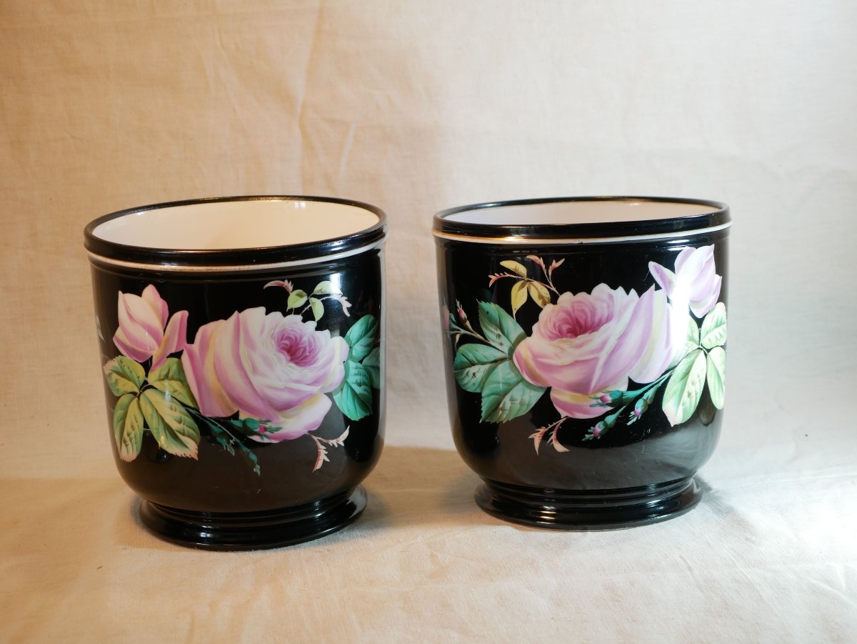 Pair Of Napoleon III Planters, Paris Porcelain, 19th Century, Interchangeable Designs Hay26par001-photo-4