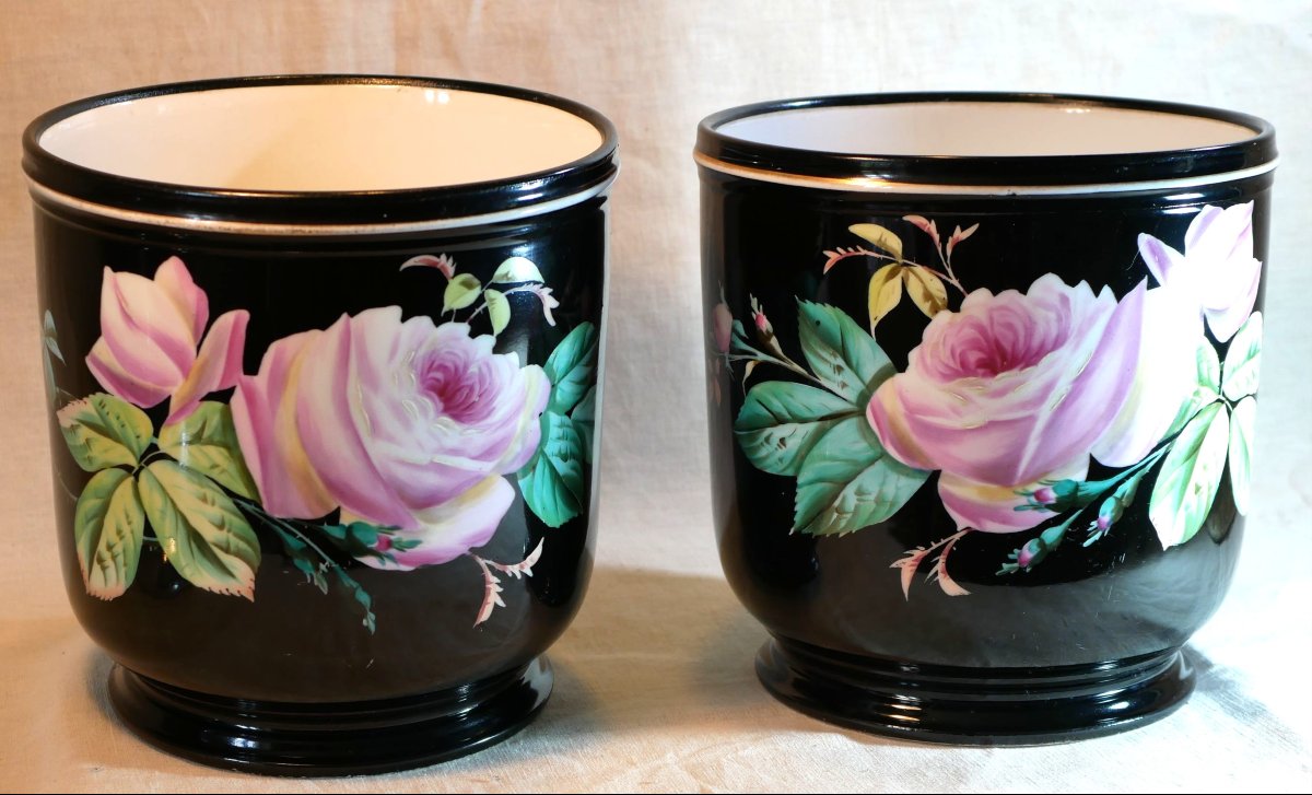 Pair Of Napoleon III Planters, Paris Porcelain, 19th Century, Interchangeable Designs Hay26par001