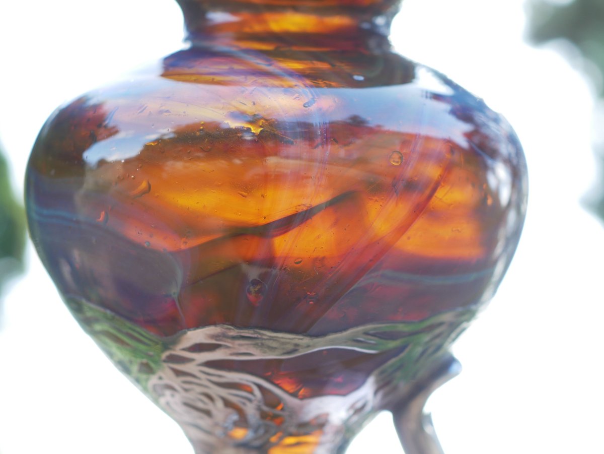 Aiguière burette Art nouveau verre irisé applications argent  Bohême 1900  SCN26OBJ017-photo-4
