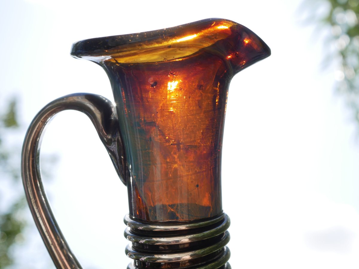 Aiguière burette Art nouveau verre irisé applications argent  Bohême 1900  SCN26OBJ017-photo-6