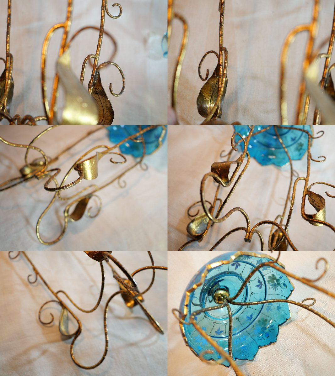 Glass And Metal Cabaret Tray With Blue And Yellow Umbrella And Small Cups Sbx18cab002-photo-3