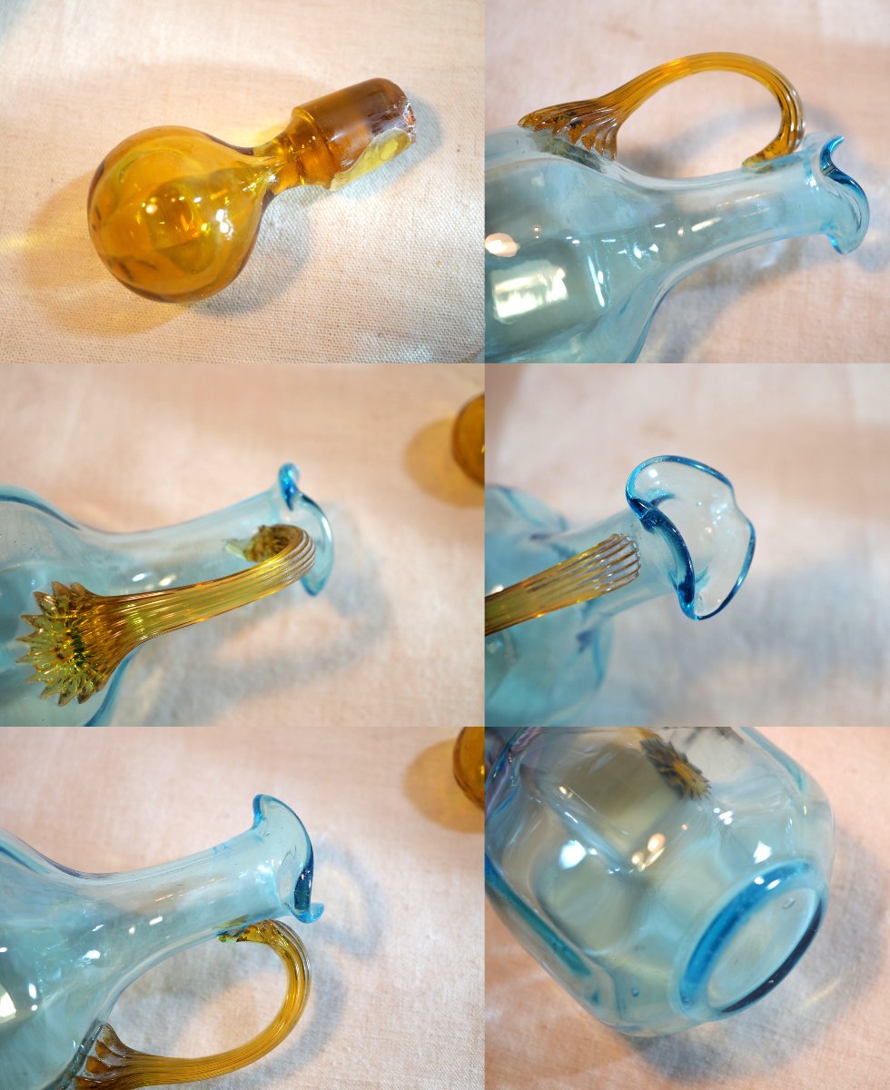 Glass And Metal Cabaret Tray With Blue And Yellow Umbrella And Small Cups Sbx18cab002-photo-1