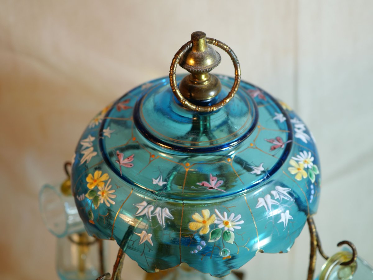 Glass And Metal Cabaret Tray With Blue And Yellow Umbrella And Small Cups Sbx18cab002-photo-5