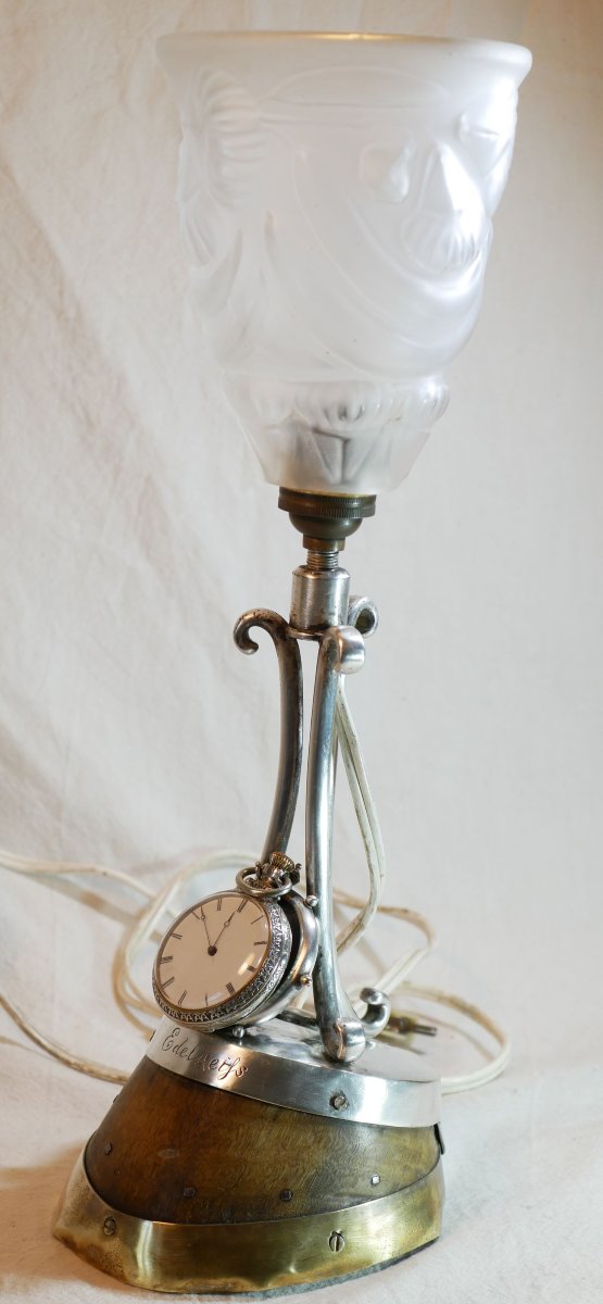 Rowland Ward "edelweiss" Horse Hoof-shaped Floor Lamp, Silver-plated Metal, With Stand, Amf25lmp001-photo-1