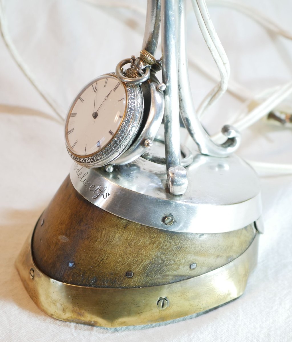 Rowland Ward "edelweiss" Horse Hoof-shaped Floor Lamp, Silver-plated Metal, With Stand, Amf25lmp001-photo-2