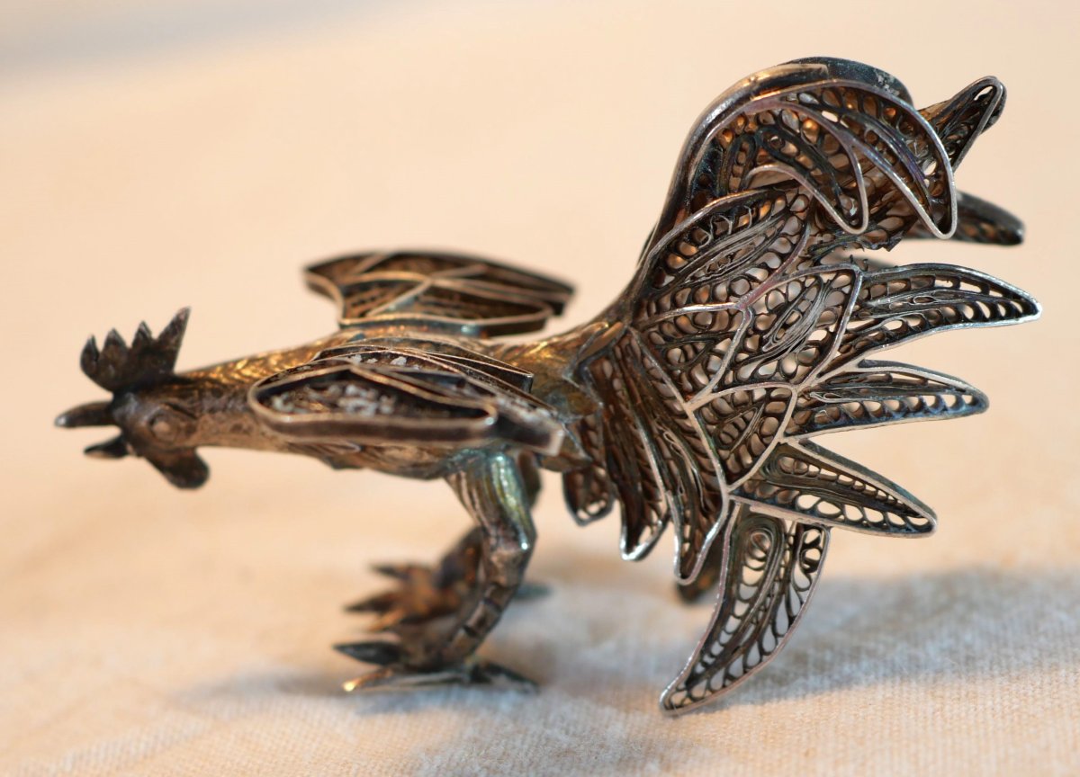 Petit coq argent filigrané signé Carl Siewers Saint-Pétersbourg XIXe siècle REV25COQ001-photo-3