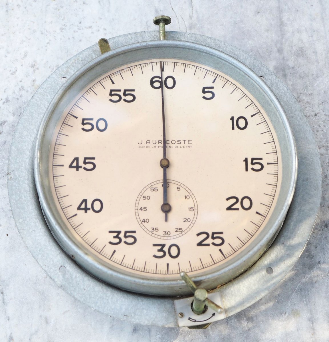 MARINE - Chronomètre bord J. AURICOSTE  torpillage  Marine Nationale  années 1960  sous-marin 