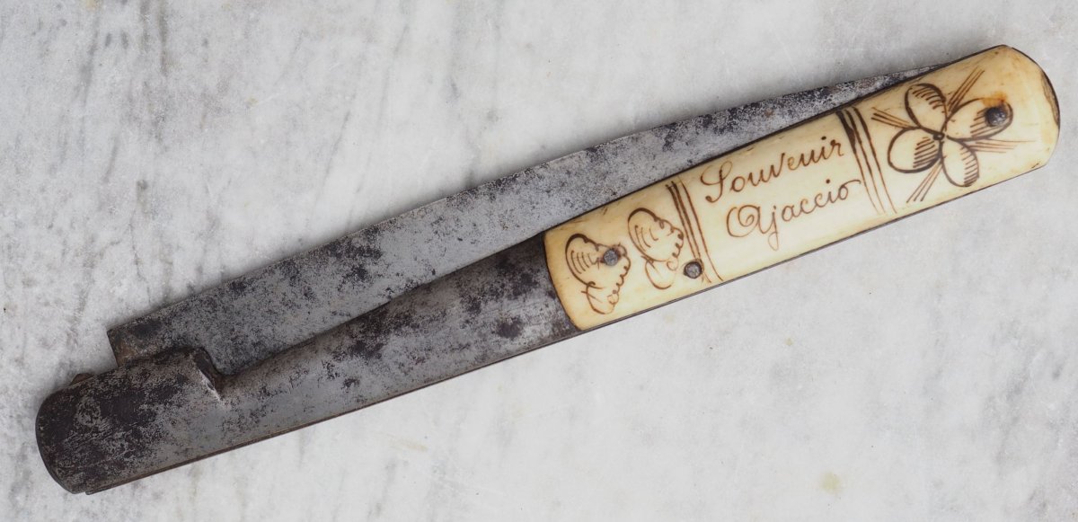 Large Corsican "vendetta" Navaja Folding Knife By Campi, Ajaccio, 19th Century, Ifs26ven001-photo-2