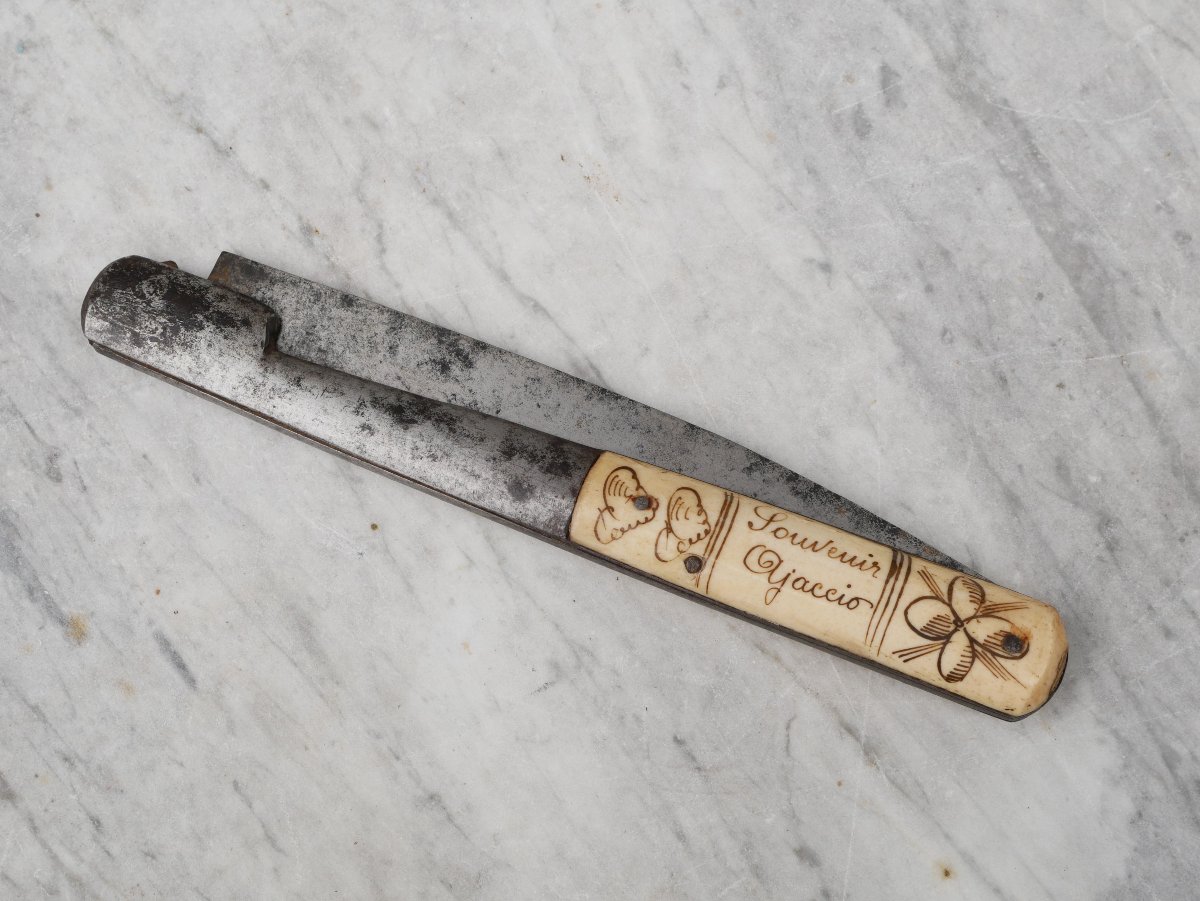 Large Corsican "vendetta" Navaja Folding Knife By Campi, Ajaccio, 19th Century, Ifs26ven001-photo-4