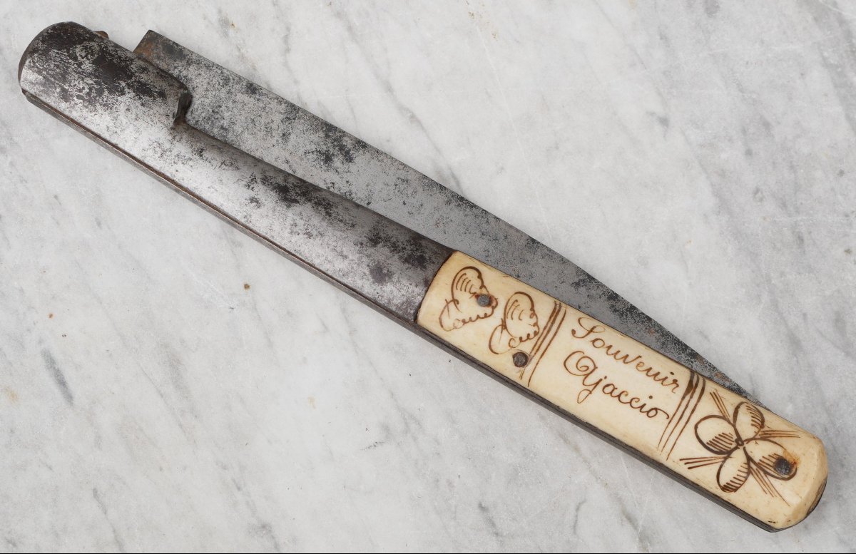 Large Corsican "vendetta" Navaja Folding Knife By Campi, Ajaccio, 19th Century, Ifs26ven001-photo-5