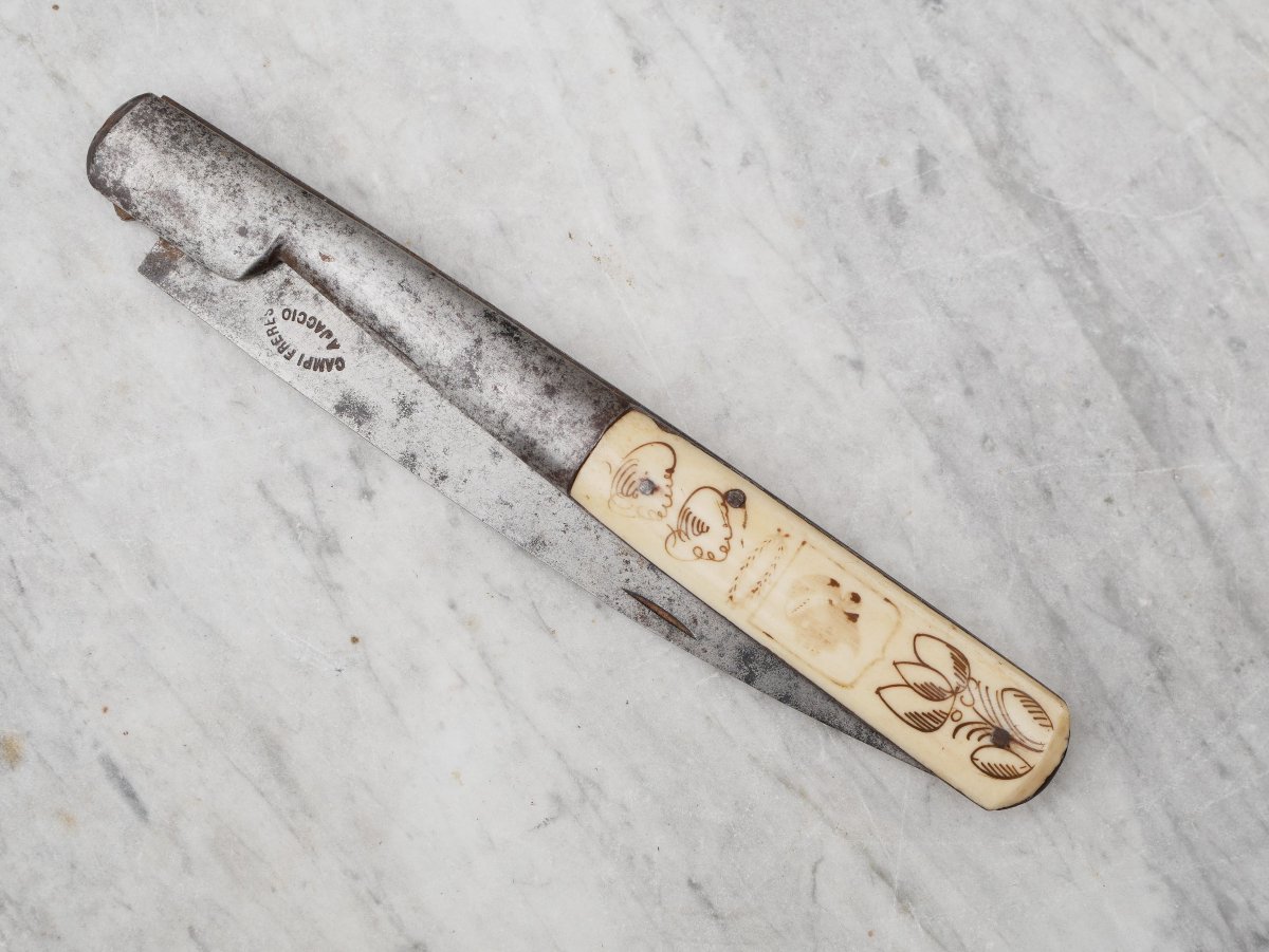 Large Corsican "vendetta" Navaja Folding Knife By Campi, Ajaccio, 19th Century, Ifs26ven001-photo-7