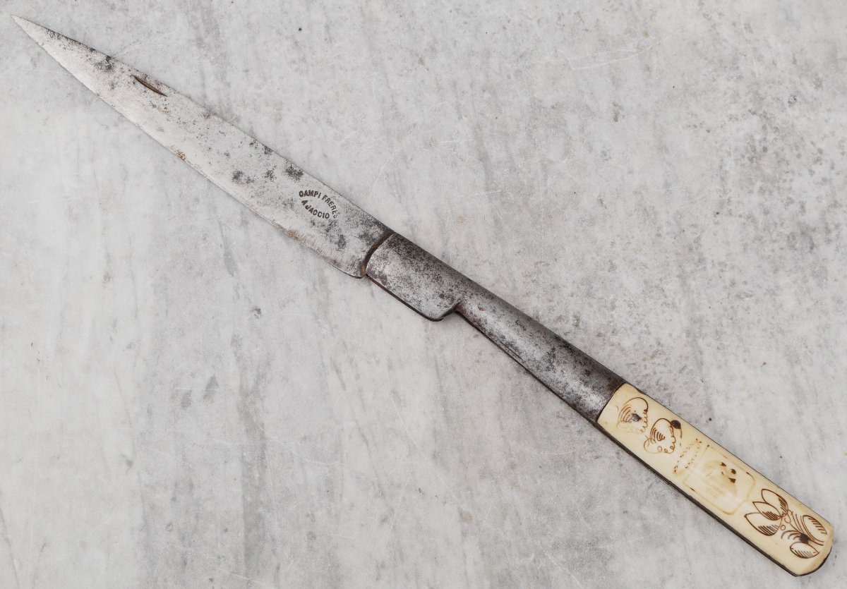 Large Corsican "vendetta" Navaja Folding Knife By Campi, Ajaccio, 19th Century, Ifs26ven001