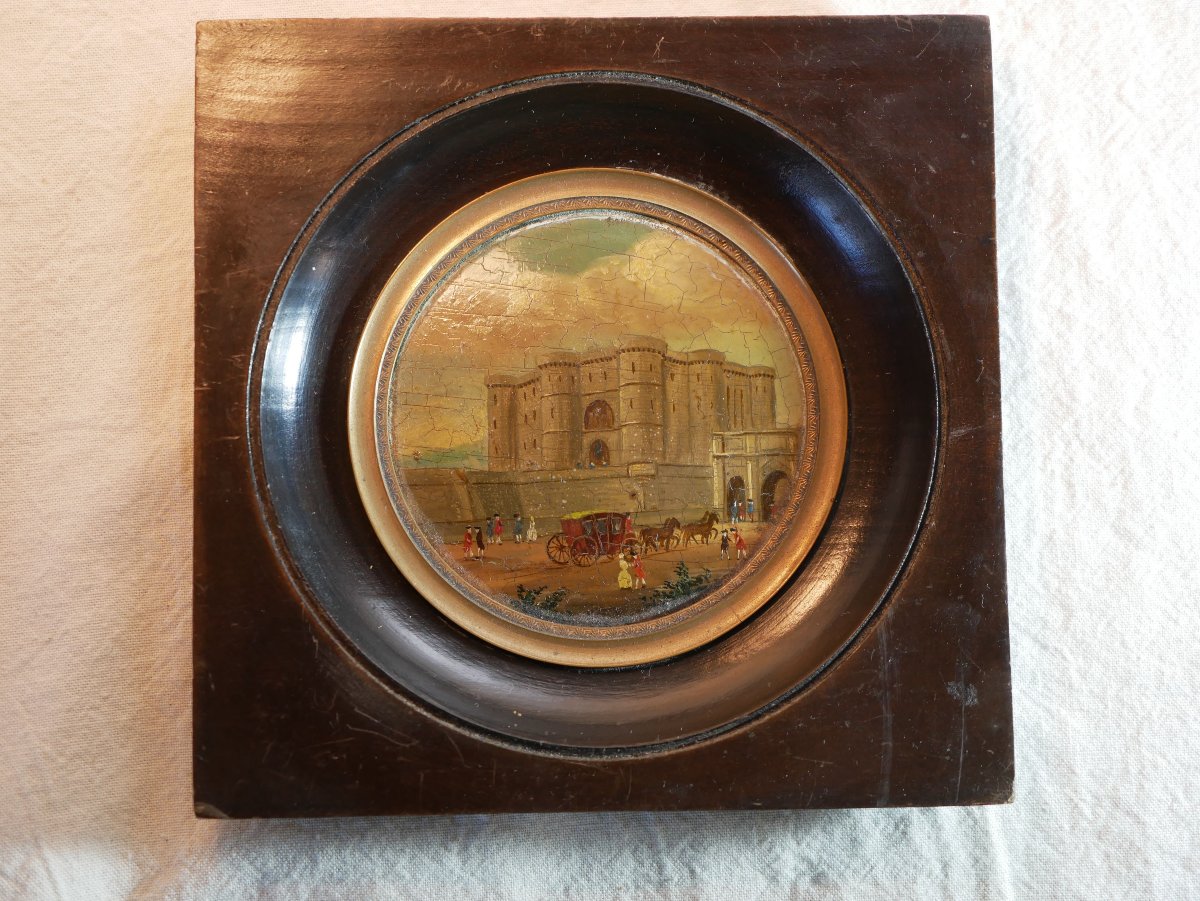 La Bastille avant la Révolution — Miniature à l'huile sur panneau XVIIIe - SDB25POR003-photo-3