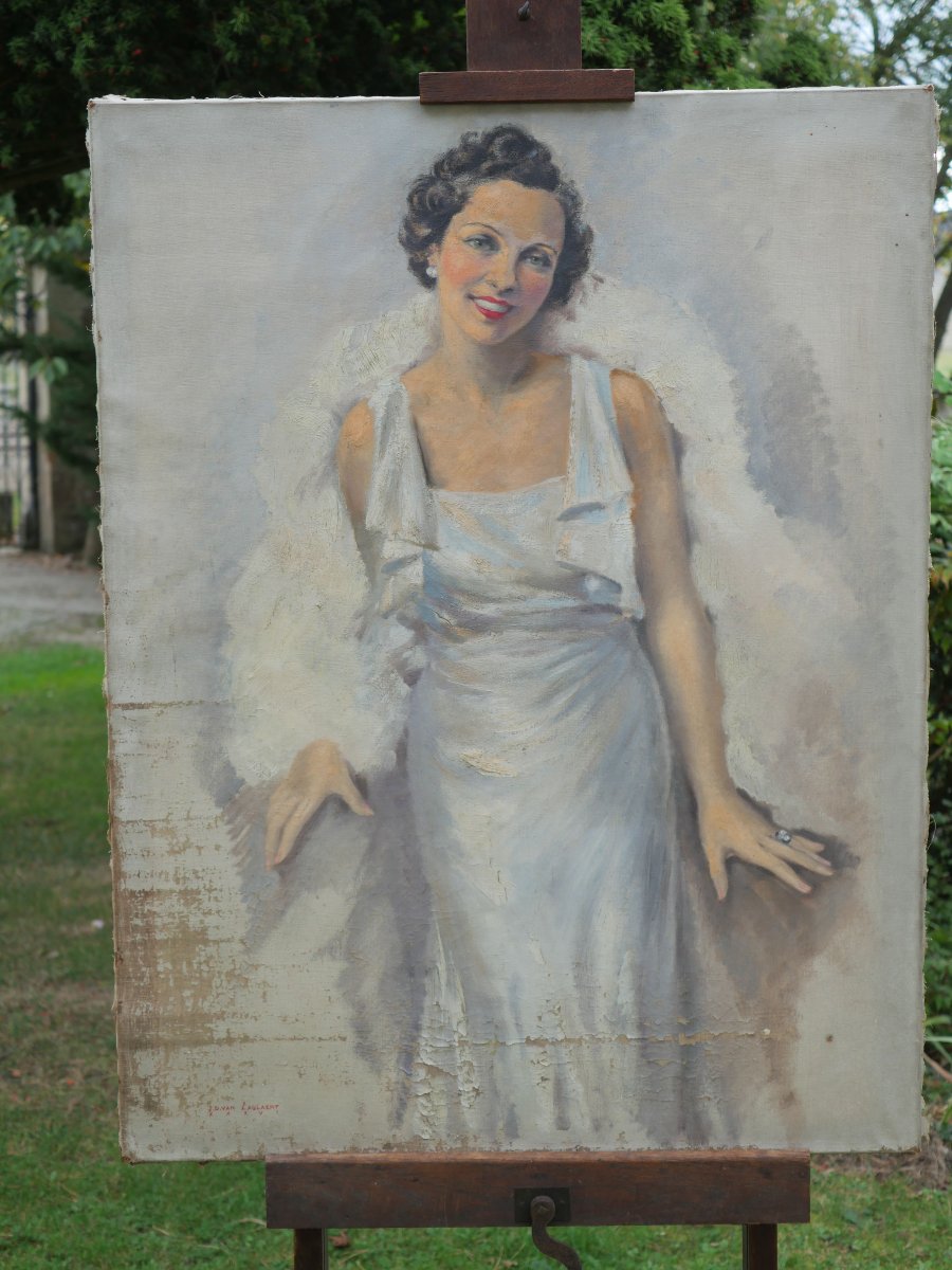 Jean-dominique Van Caulaert 1897 Large Full-length Portrait Of An Elegant Woman 1936  Vim25hst001-photo-2