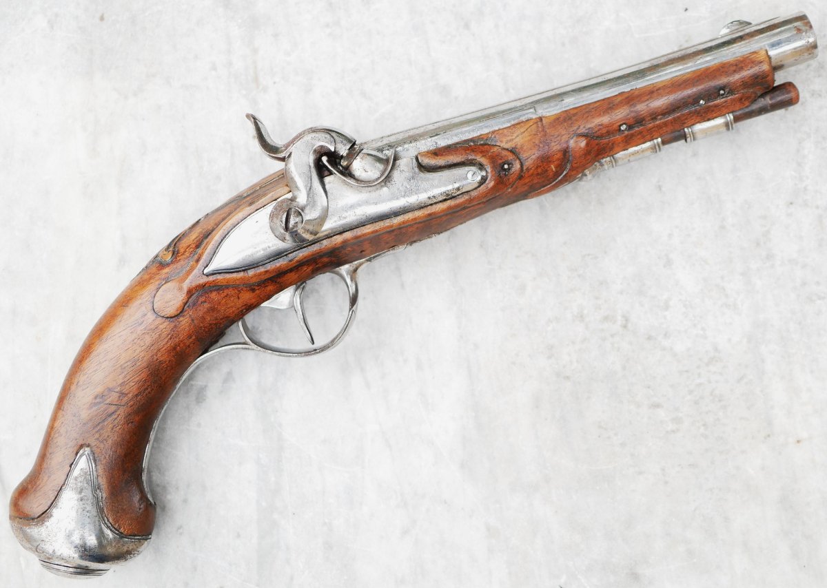 Pistolet officier français XVIIIe siècle transformé à percussion au XIXe siècle SDD26PIS003
