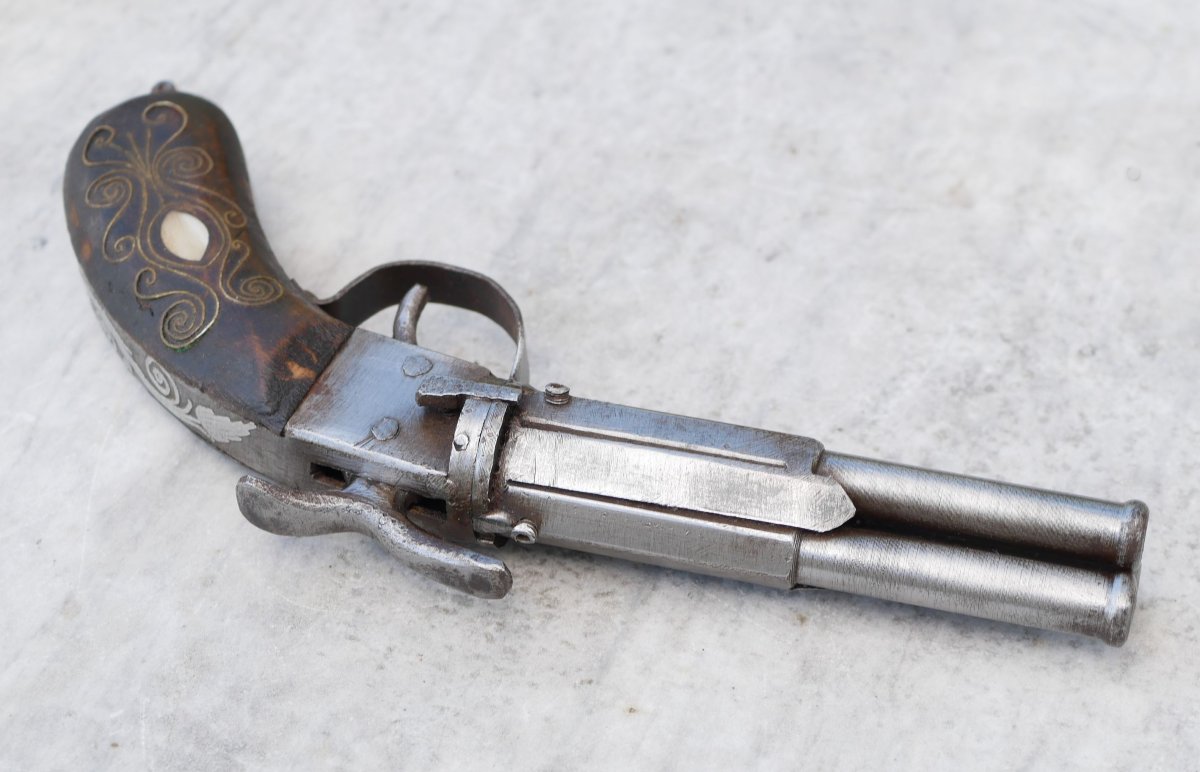 Pistolet pepperbox à 3 canons rotatifs à percussion vers 1860 - Colonie française - PRN25PIS004-photo-7