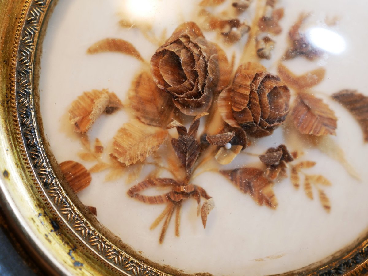  Memento Mori Hair Frame, Ivory Plaque With Bouquet Design, Curved Glass, Napoleon III Style Ssl26chv002-photo-4