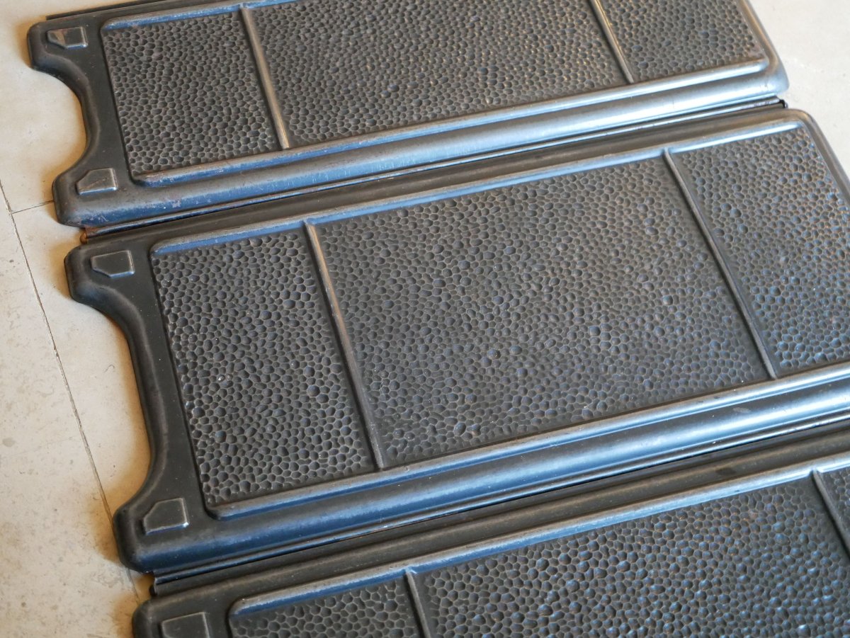 England Art Deco "machine Age"  1930 Folding Fireplace Screen, Hammered Iron Ssl26ecr001-photo-3