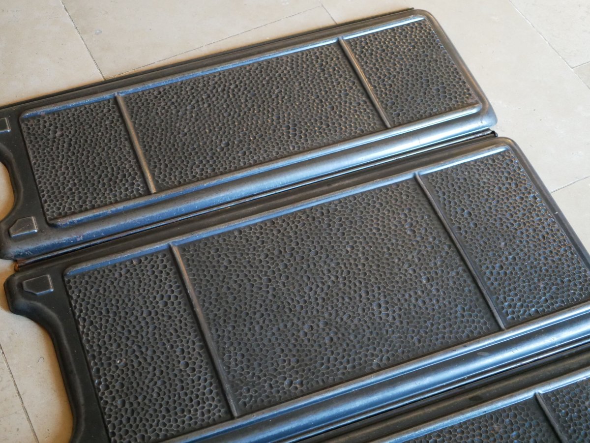 England Art Deco "machine Age"  1930 Folding Fireplace Screen, Hammered Iron Ssl26ecr001-photo-4