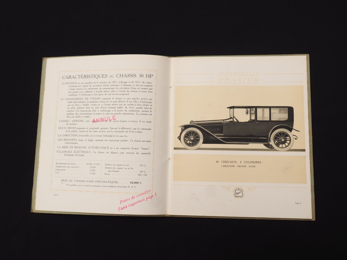 Advertising Catalog Booklet - Automobiles Brasier From 1914-photo-4