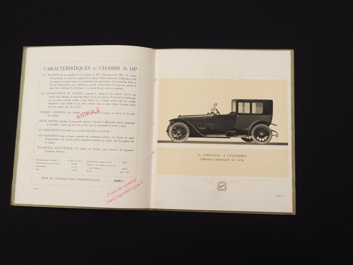 Advertising Catalog Booklet - Automobiles Brasier From 1914-photo-1
