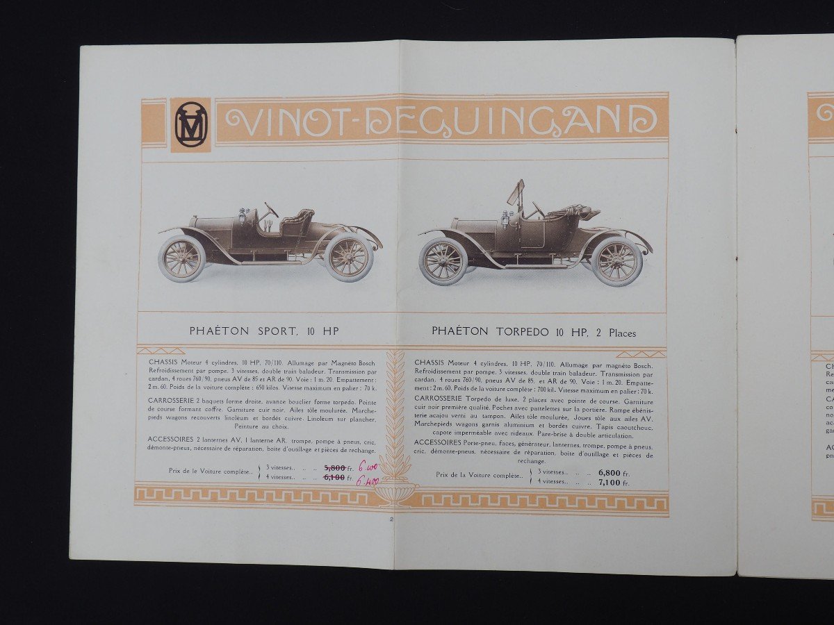 Plaquette Publicitaire - Automobiles Vinot Deguingand époque 1ère Guerre Mondiale-photo-2