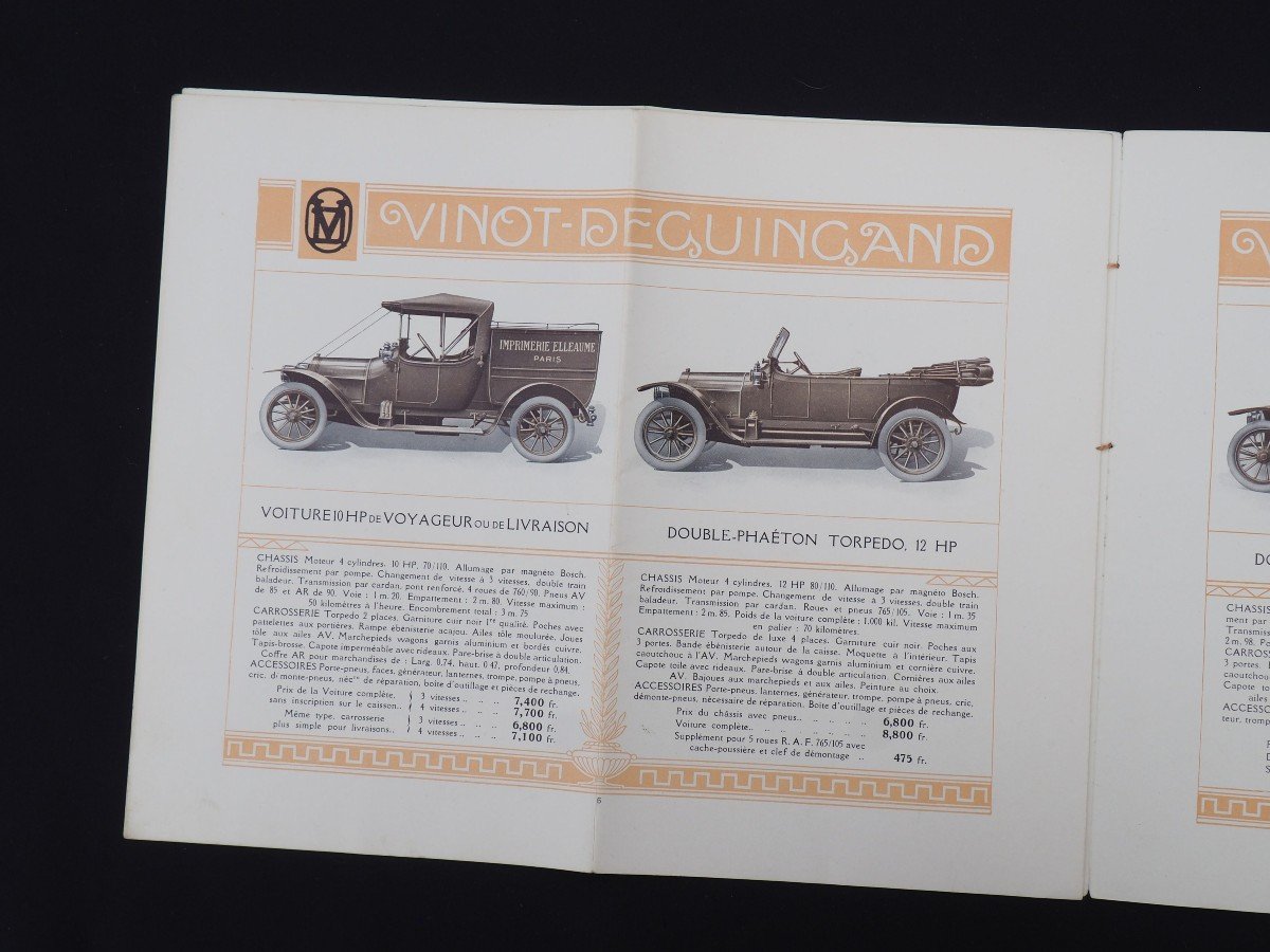 Plaquette Publicitaire - Automobiles Vinot Deguingand époque 1ère Guerre Mondiale-photo-2