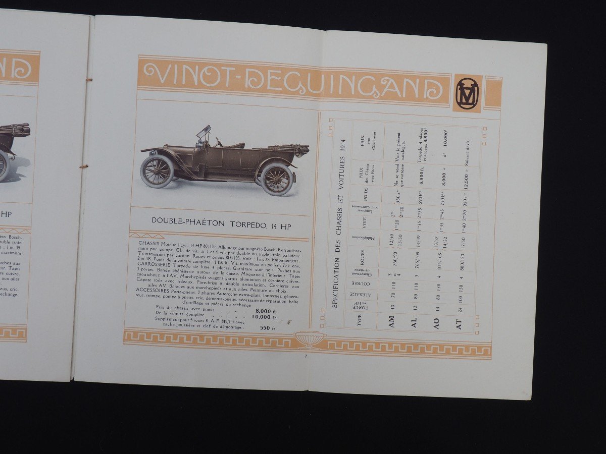 Advertising Brochure - Automobiles Vinot Deguingand Ww1 Era-photo-3