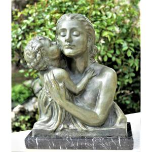 Art Deco - Maternity Bronze Sculpture - Green Patina - 1930s - Cipriani