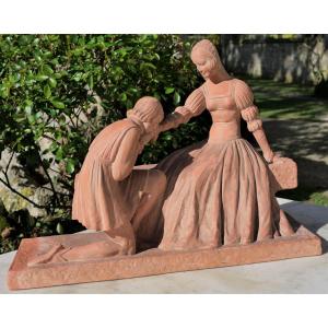 Art Deco - Dh Chiparus Editions Reveyrolis Romeo And Juliet, Terracotta Sculpture