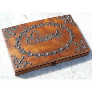 Box For Playing Cards With Metallic Decorations - 19th Century - Lis25crt001