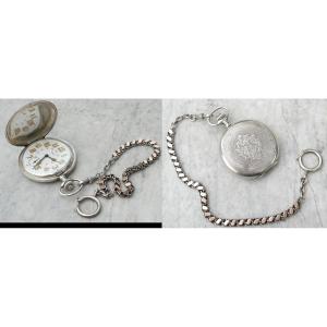 Montre gousset TRIB officier 1ère GM en argent chaine argent bien fonctionnelle et exacte 