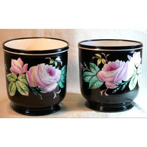 Pair Of Napoleon III Planters, Paris Porcelain, 19th Century, Interchangeable Designs Hay26par001