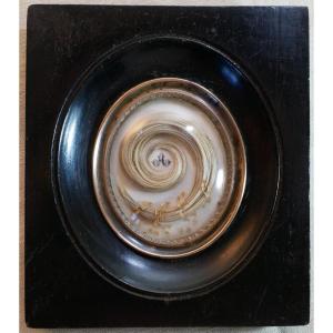 "memento Mori" Hair Frame, Ivory Plaque With Initial "a," Napoleon II Domed Glass Ssl26chv001