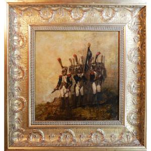 Louis-Philippe CRÉPIN d’Orléans (1772-1851) Infanterie de la Garde 1er Empire défendant Drapeau