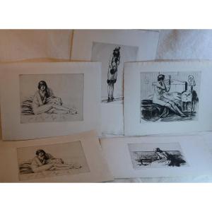 Charles-auguste Edelmann (1879–1950) Original Engravings Of Women, 1920s–1930s Ssl26ede002