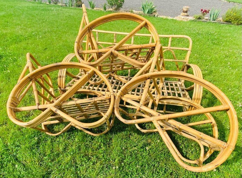 Rare Vintage Rattan Living Room Set By Paul Frankl, 1950s/60s-photo-3