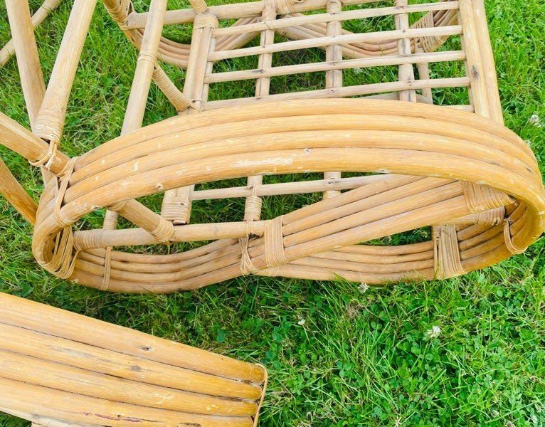 Rare Vintage Rattan Living Room Set By Paul Frankl, 1950s/60s-photo-8