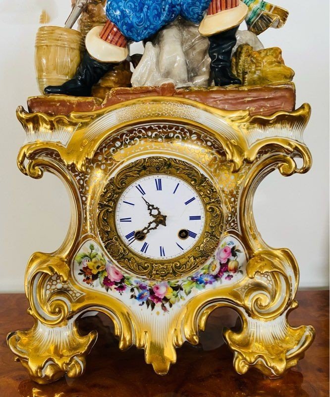 Superbe grande pendule porcelaine XIXeme dlg Jacob PETIT-photo-3