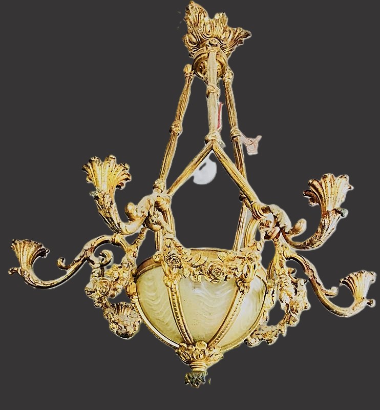 Superbe lustre XIXème siècle en bronze doré