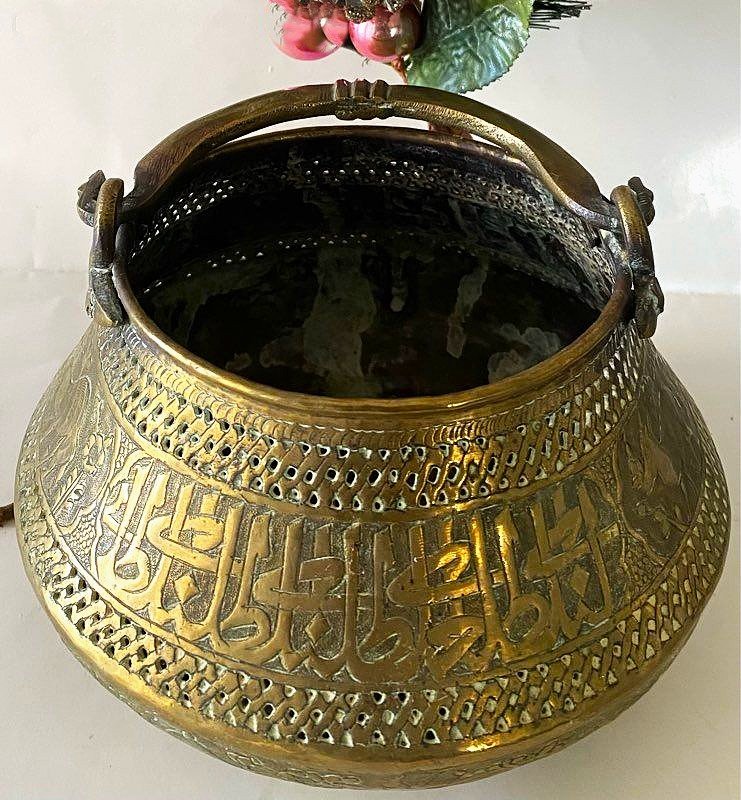 Ancient Mamluk Persian Orientalist Basin, 19th Century-photo-2